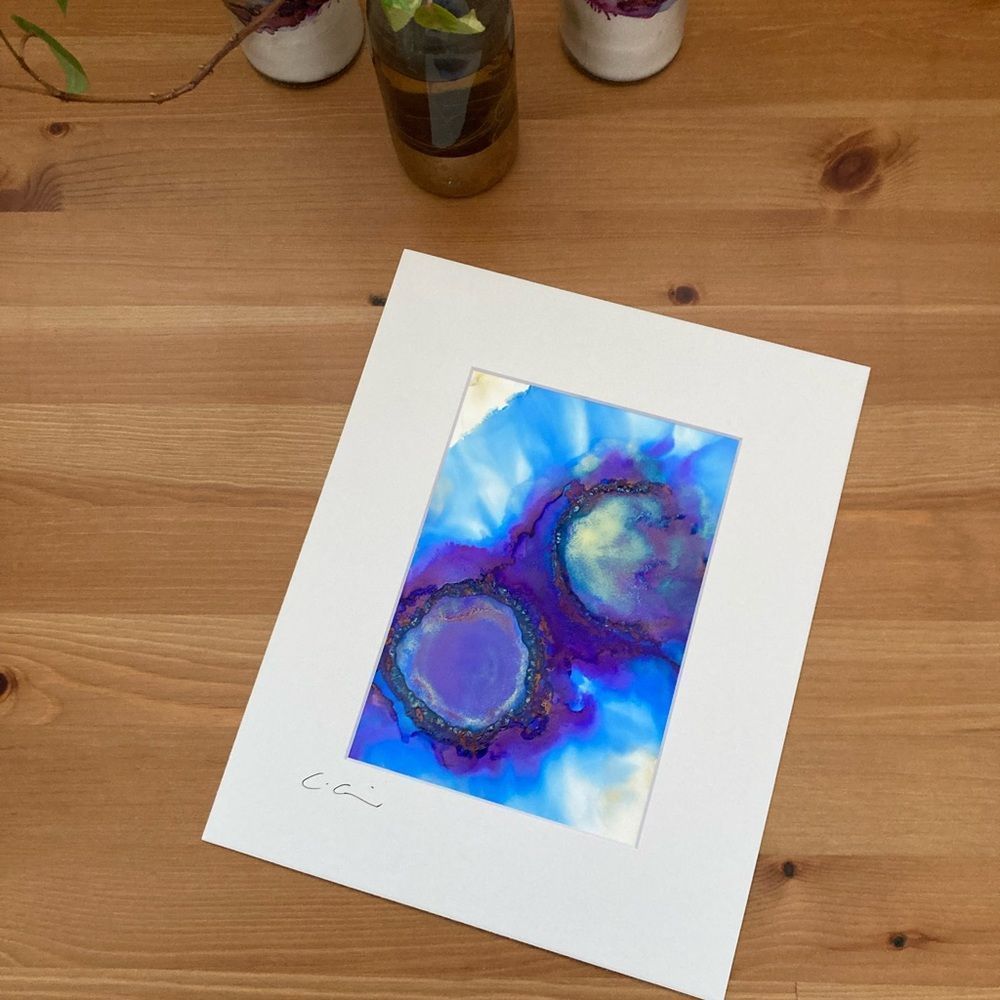 New Original Signed Artwork Colorful Alcohol Ink on Paper - Picture 1 of 6